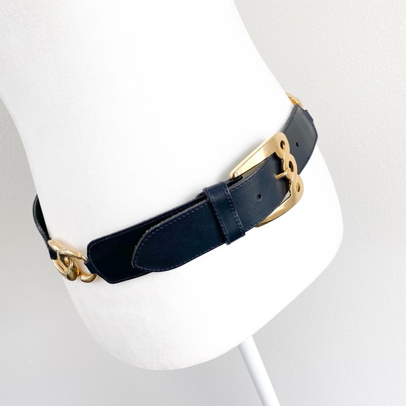 Ifratus Accessories - Vintage Ifratus blue leather belt L gold buckle